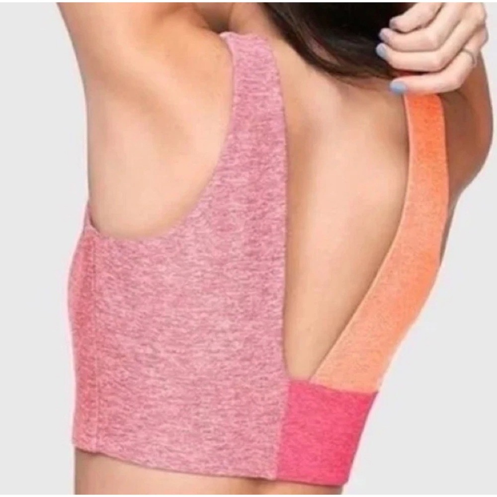 Outdoor Voices Venus Colorblock Crop Top Heathered Pink Orange Small